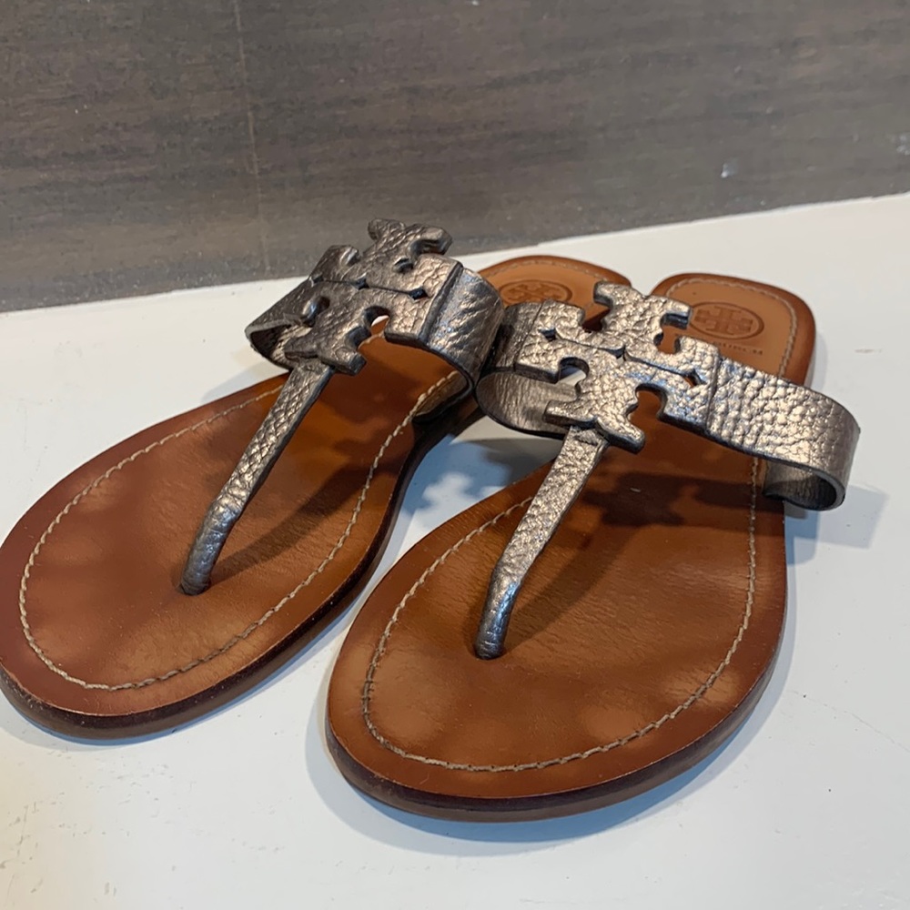 Tory Burch Sandal Silver & Brown Size 7.5
